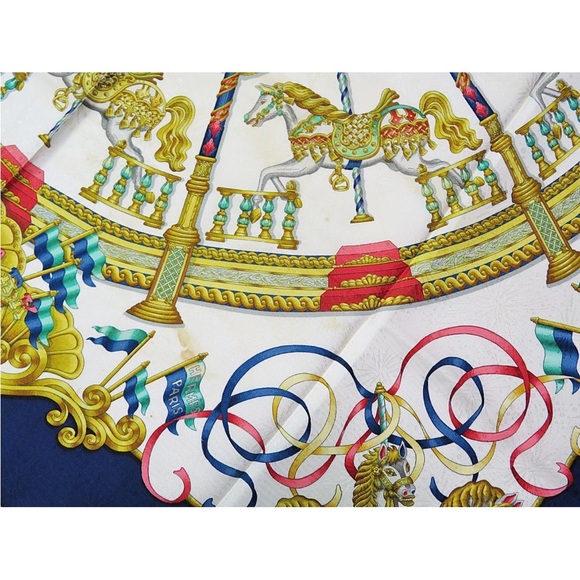 Hermes Multicolor Carousel Silk Scarf - Picture 10 of 12